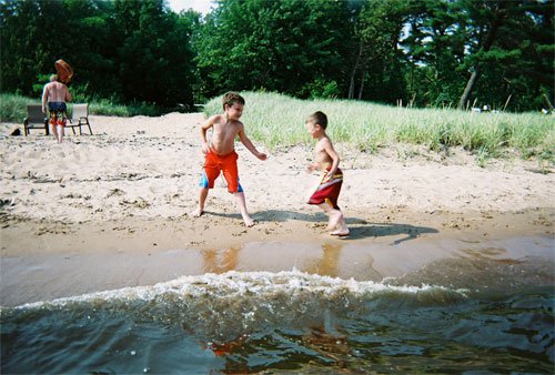 Playing on Pappa's beach